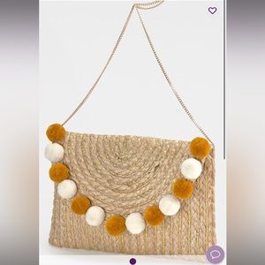 NWT Lascana braided Pom Pom trim bag